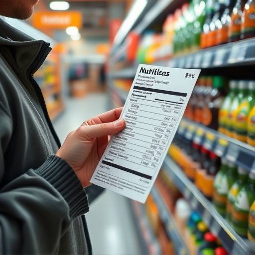 A close-up shot of a person reading a nutrition facts label on a food package.