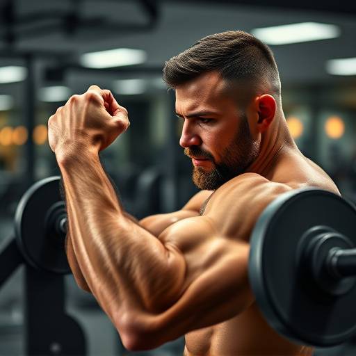 A man lifting weights in a gym, focusing on bicep curls