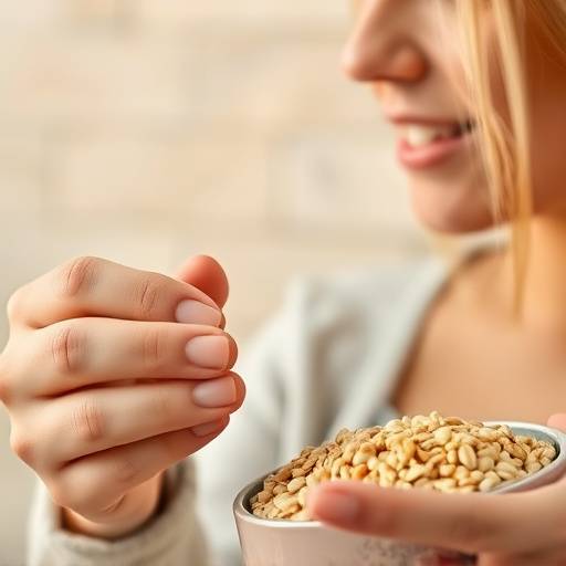 Close-up of a nutritionist explaining the benefits of whole grains