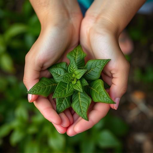 Hands gently holding a green plant, symbolizing growth and nurturing of mental health.