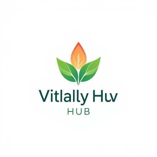Vitality Hub logo, a stylized leaf representing health and growth
